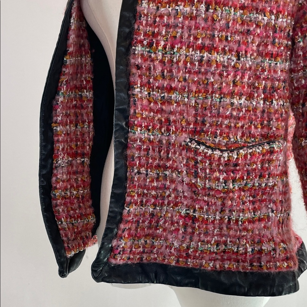 English Factory Faux Leather Trim Tweed Jacket, M - Picture 8 of 8